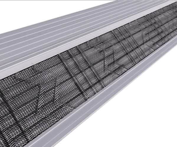 Micro mesh gutter guard installation close-up